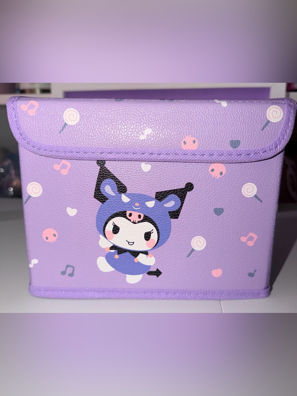 💜Kuromi Purple Storage Bin with Velcro shutting lid